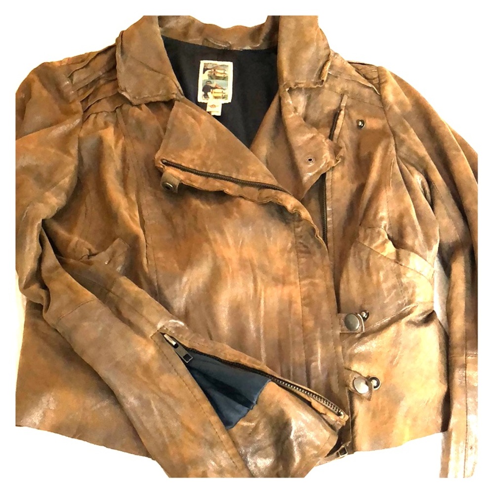 Tan leather jacket